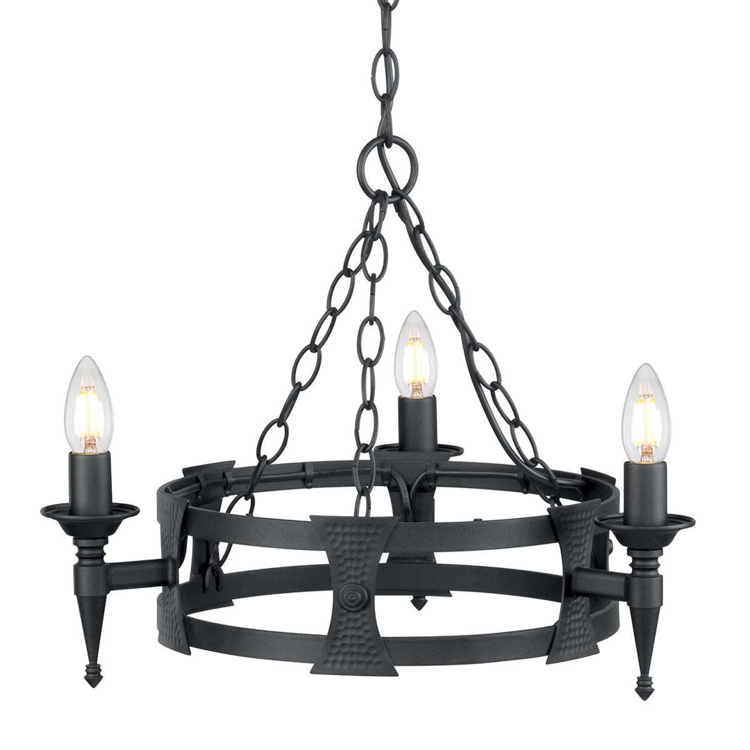 Voight 3 - Light Waggon Wheel Chandelier