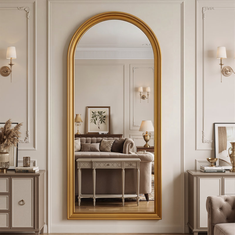 Miroir pleine longueur arqué de style rétro, 71"×32", Gold