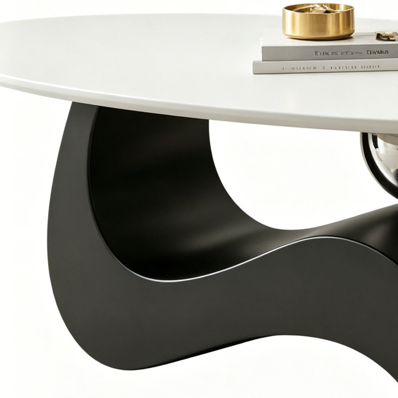 Table basse Italian Minimalist, H 15,74 po x L 51,18 po x l 27,55 po, Blanc / Transparent