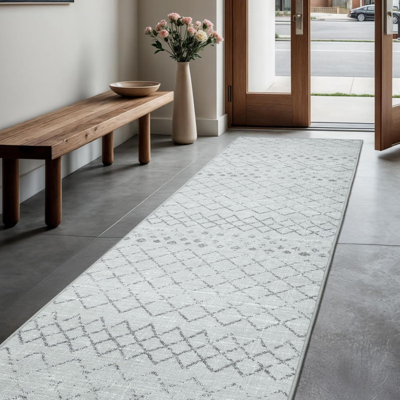Contemporary Chenille Geometric Indoor Rug, Runner 2'6" x 10'