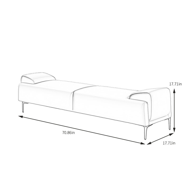 Banc de rangement Mishonda, Orange, H 17,71 po x l 70,86 po x P 17,71 po
