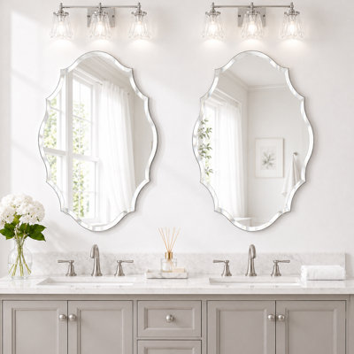 Miroir d'appoint mural biseauté festonné sans cadre