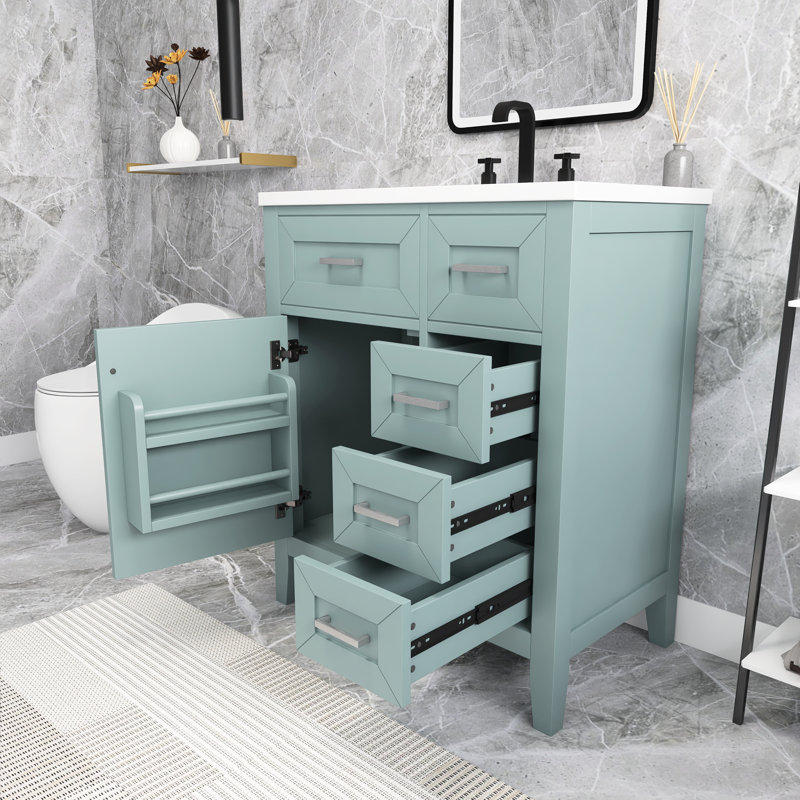 Meuble-lavabo simple 30 po avec comptoir, Argent argent