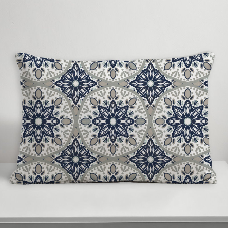 Amsden Outdoor Reversible Throw Pillow, Gray, Geometric
