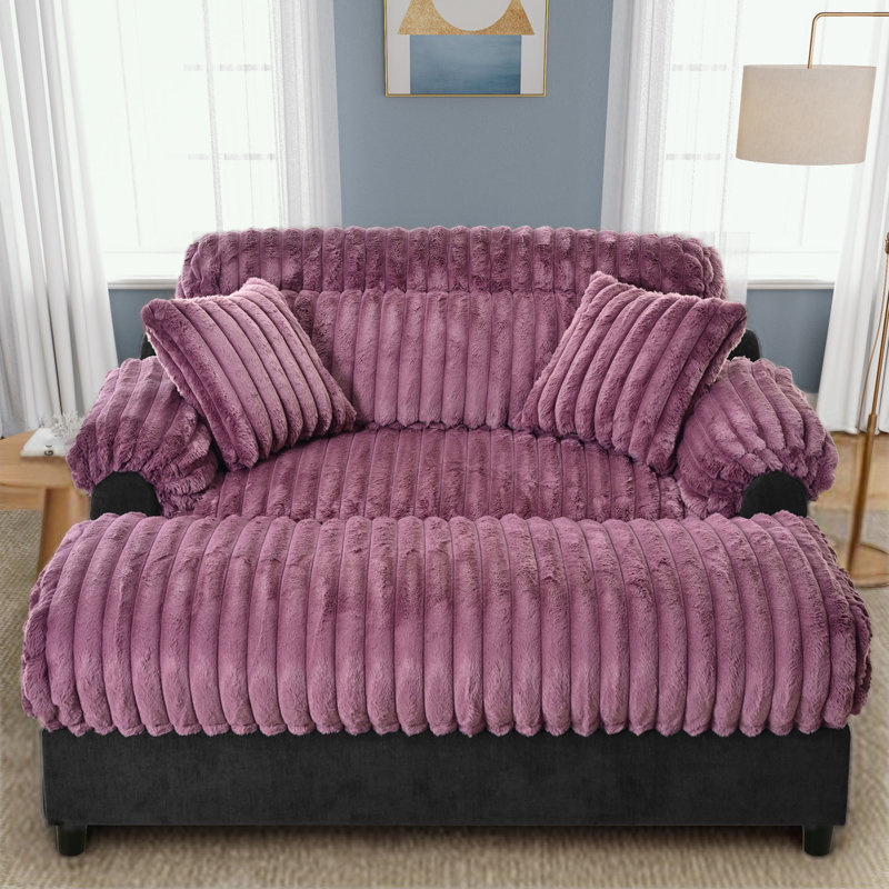 Chaise Lounge Sofa with Two Throw Pillows, Wine Red