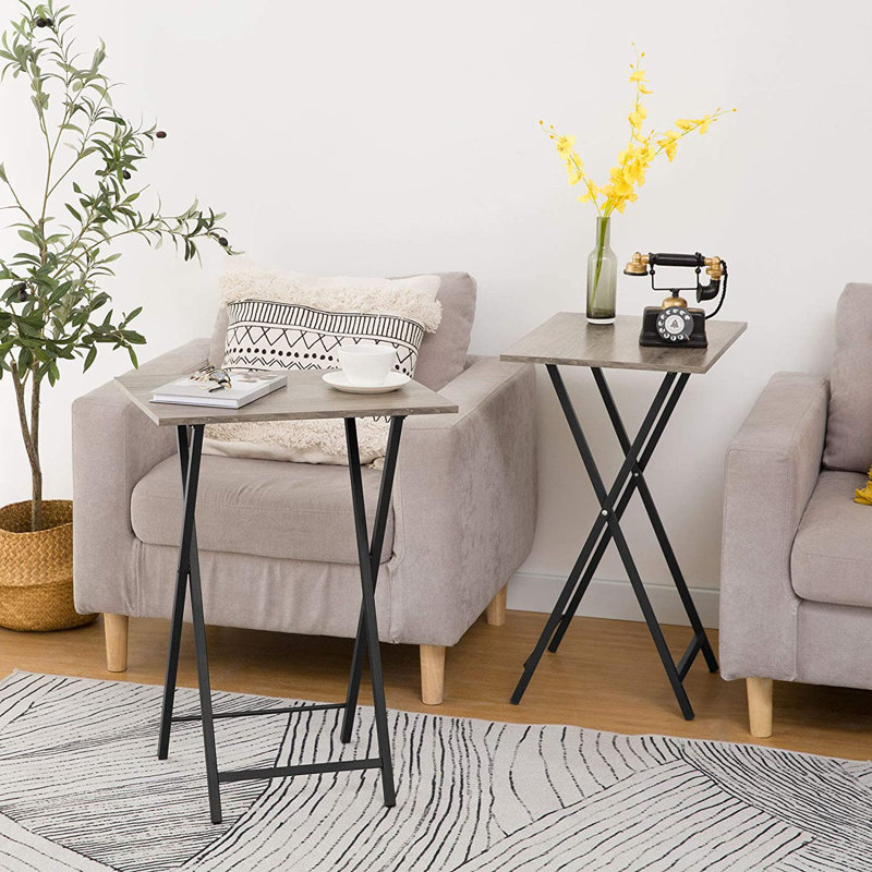 Ensemble de tables-plateaux Keare, Gris / noir