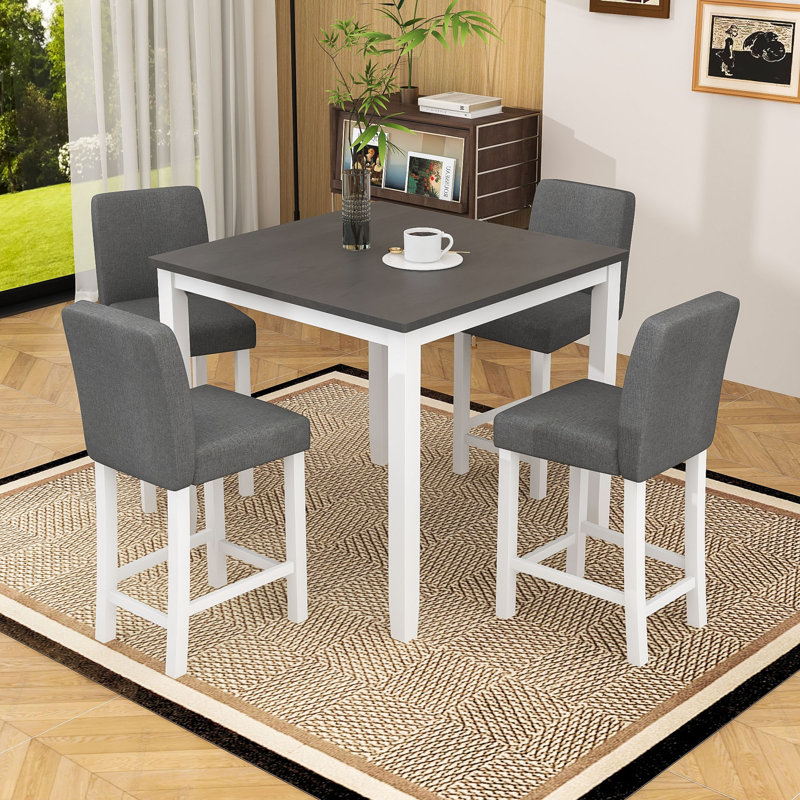 Ensemble de table de salle à manger 5 pièces, 4 tabourets rembourrés