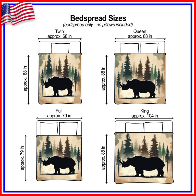 Silhouette Rhinoceros Forest Bedding Rhinoceros couvre-lit animal, Grand lit