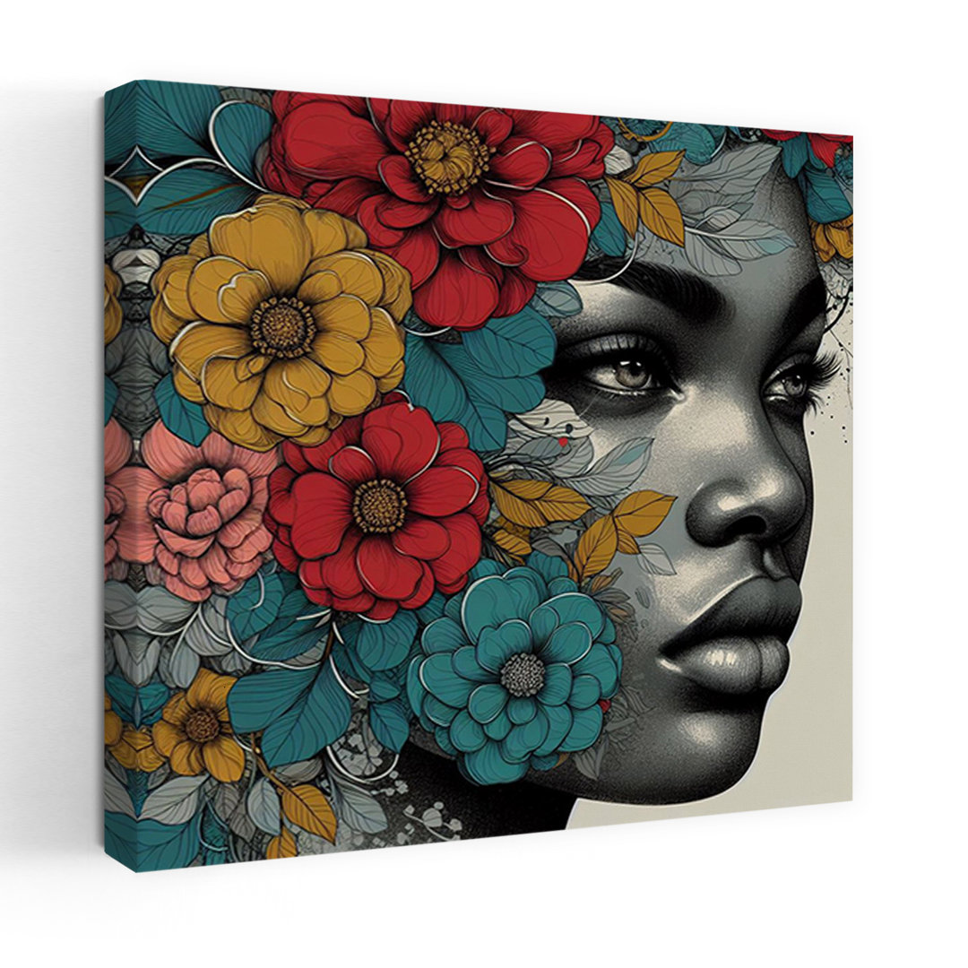 Vibrant Floral Portrait Abstract Contemporary Flower Portrait Wall Art Print