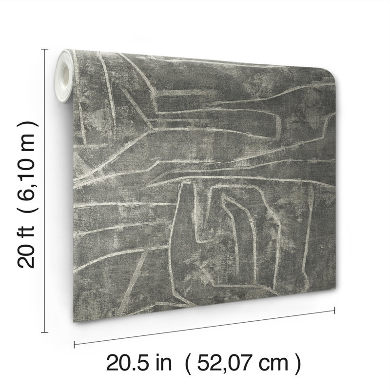 Vena Abstract Peel & Stick Wallpaper Roll, Gray/Glint