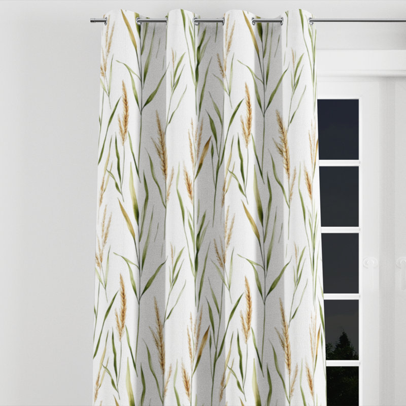 Floral Window curtains - Coastal Bolitho Grommet Curtain - 1 Panel, 52" W x 120" L, Silver Grommets