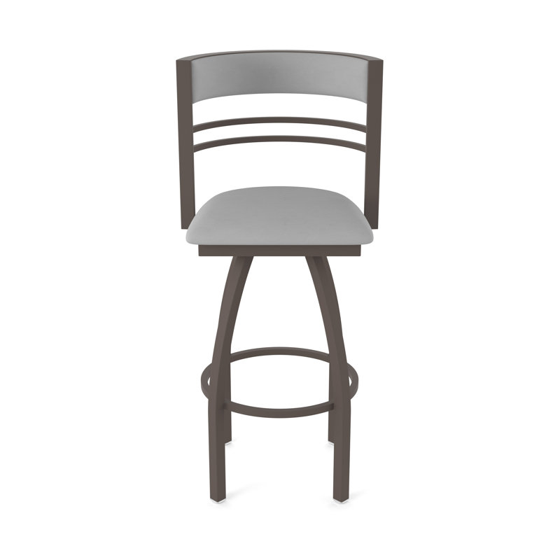 Hunter Swivel Stool, Tabouret de bar (siège d'une hauteur de 30 po), Vinyle - gris galbon Folkstone, Bronze