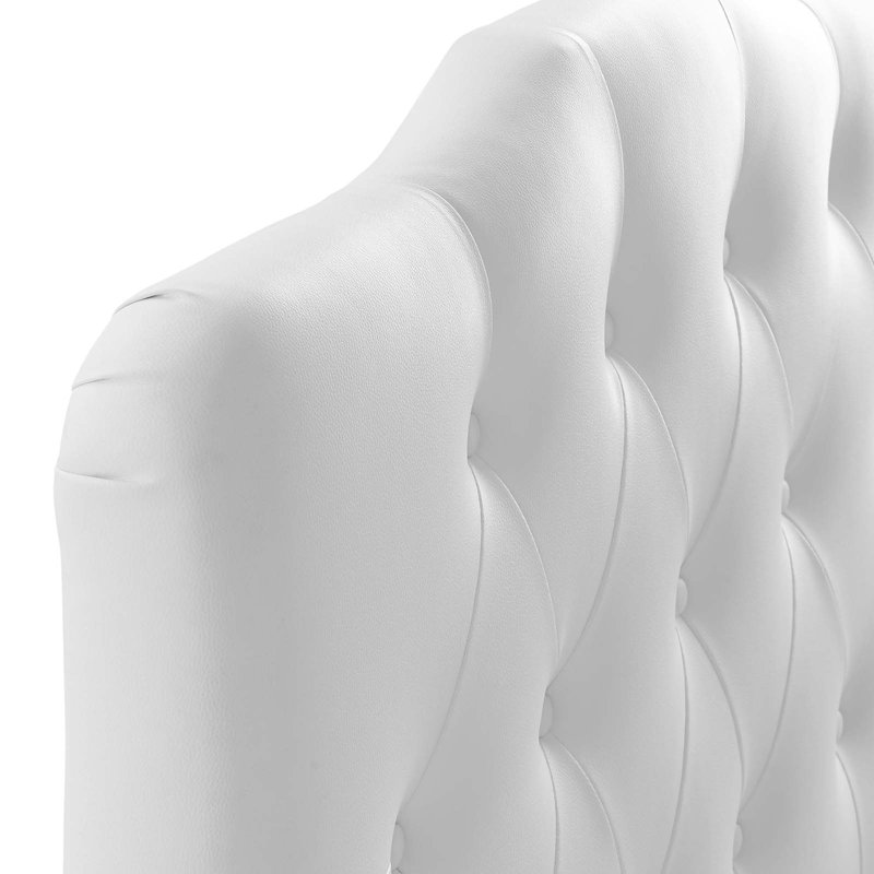 Annabel White Faux Leather Queen Tufted Headboard