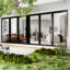 Porte de patio pliante en aluminium trempé double noir 192 po x H 80 po 3 + 3-118804045