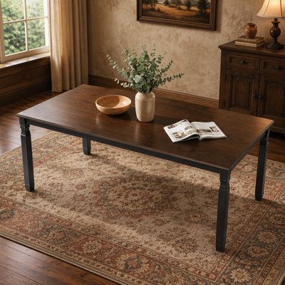 59"-77" Extendable Dining Table for 4–6 People, MDF Wood Veneer Painted Top, Modern Farmhouse Kitchen Table, Solid Rubberwood Legs, Space-Saving for K
