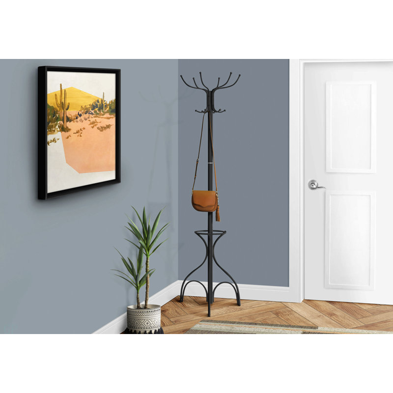 Portemanteau, portemanteau, autoportant, 12 crochets, entrée, H 70 po, porte-parapluie, chambre à coucher, métal blanc, contemporain, moderne
