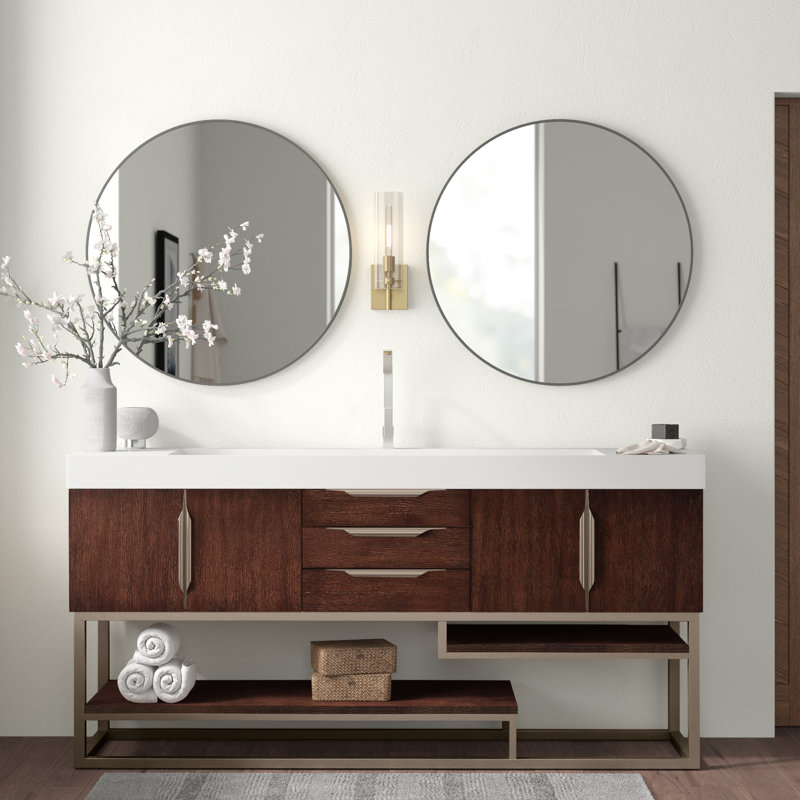 Keven 72'' W Single Vanity, Dusk Gray, Glossy White, Brushed Nickel