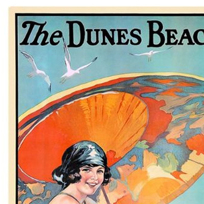 Dunes Beaches Vintage Travel Unframed Print Wall Art, 18" H x 12" W x 0.1" D