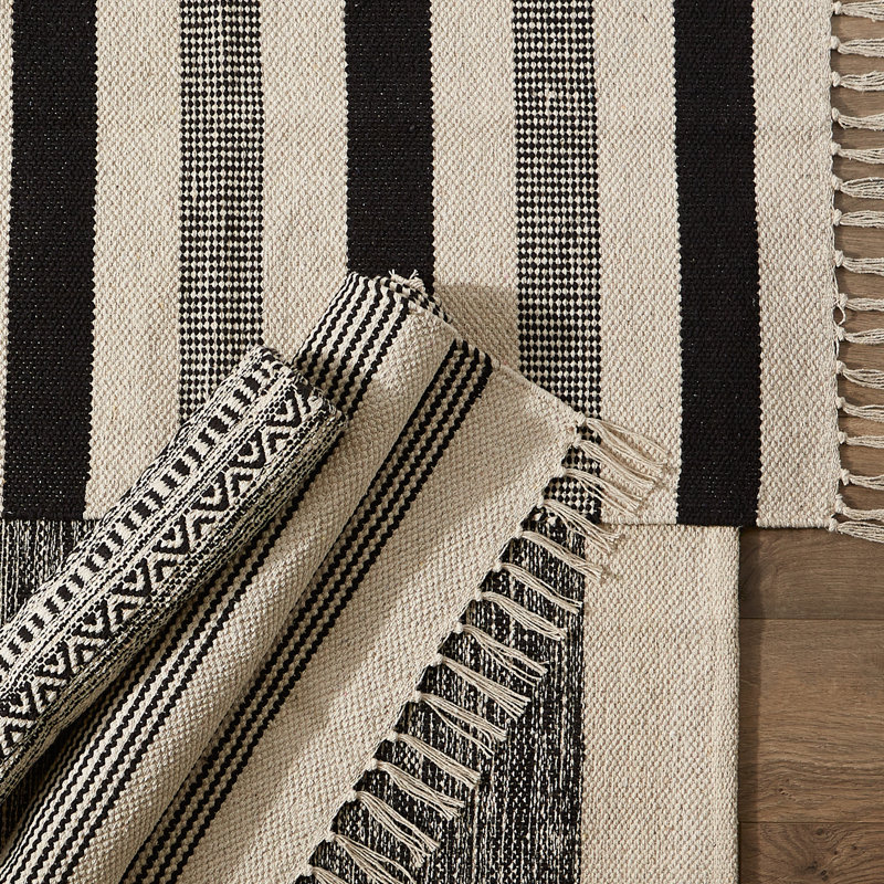 Culloden Cotton Striped Indoor Rug, Rectangle 2' x 3'
