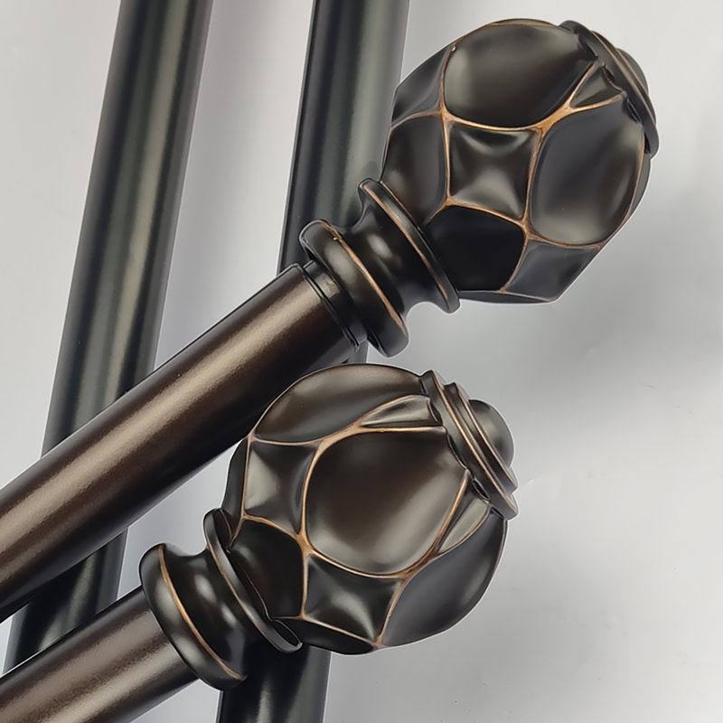 Delysa Iron Adjustable 1'' Single Curtain Rod, 36" - 72", Bronze