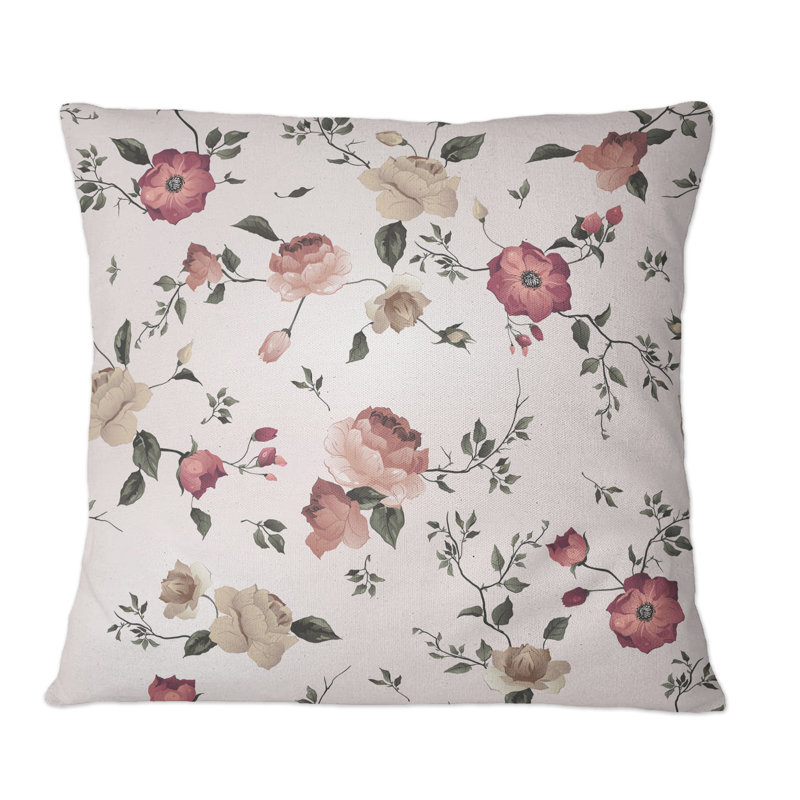 Coussin décoratif Vintage Roses On Old Pink, 16 po x 16 po