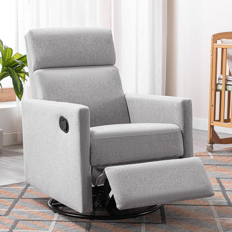 Chaise berçante moderne rembourrée avec sièges moelleux, pivotant et inclinable pour un confort ultime, Gris