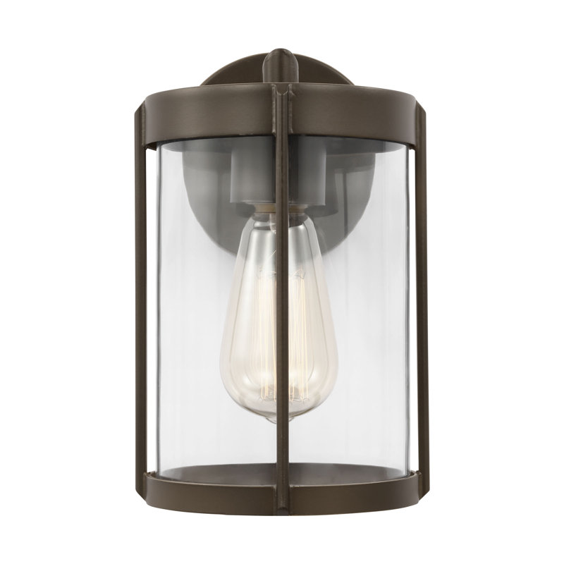 Luning Small Lantern from Generation Lighting , Antique Bronze, 10" H x 6.125" W x 7.875" D, Transparent