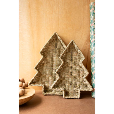 SET OF TWO SEAGRASS CHRISTMAS TREE BASKETS