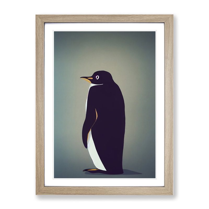 Rear Of A Penguin - Single Picture Frame Print, 46cm H x 34cm W x 2cm D, Oak Framed