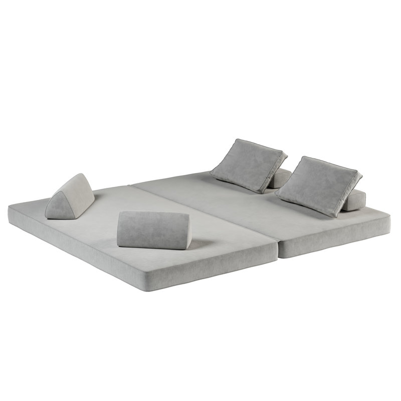 Lit multifonctionnel en tissu de chenille Boneless, Gris clair, H 36,34 po x l 87,66 po x P 54 po