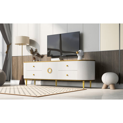 Modern TV Stand For Large Tvs With Drawers And Cabinet For Entertainment Center