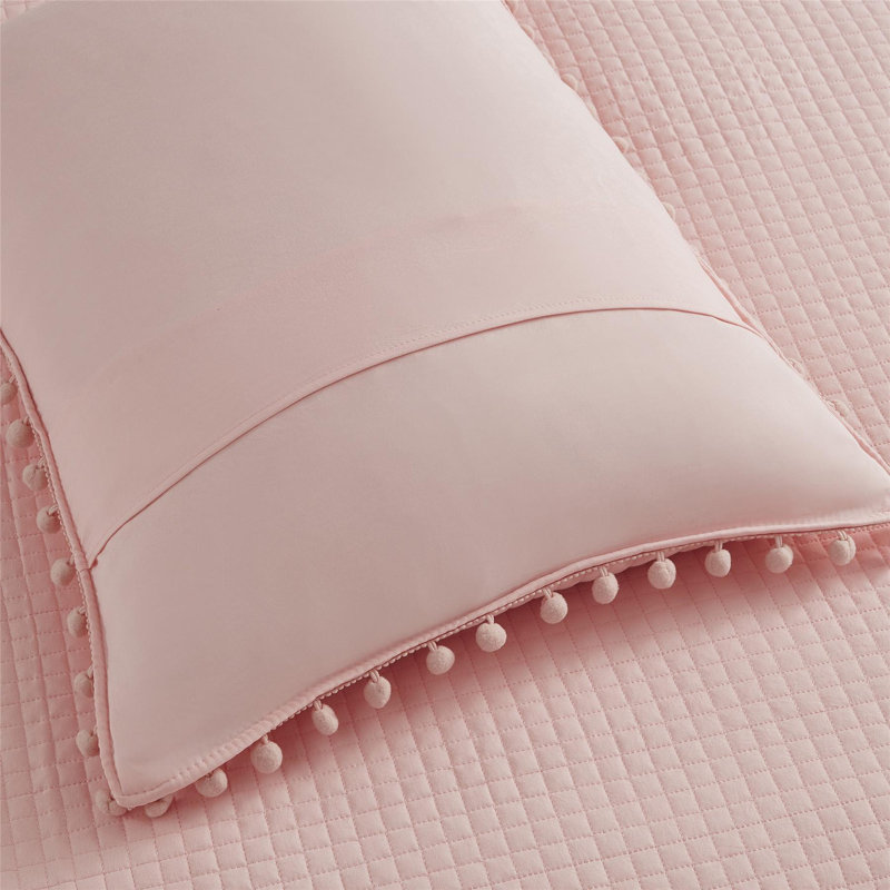 Ensemble de courtepointe en microfibre , Rose, Courtepointe simple + 2 taies d'oreiller simples