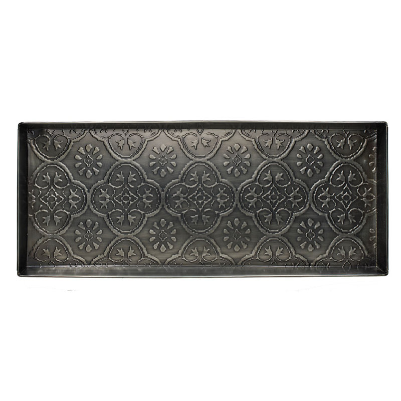 Medallion 30 in 13 in Indoor Boot Tray, Antique Zinc