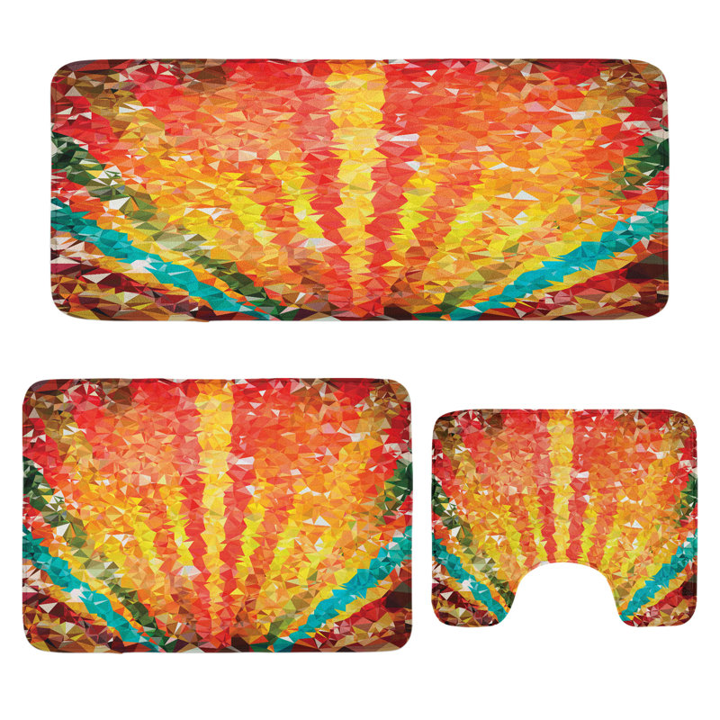  Ensemble de 3 tapis de salle de bain orange et tapis rectangulaires orange et rouge