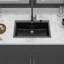 Évier de cuisine en quartz - Évier de cuisine encastré en granite noir 33 x 22 po