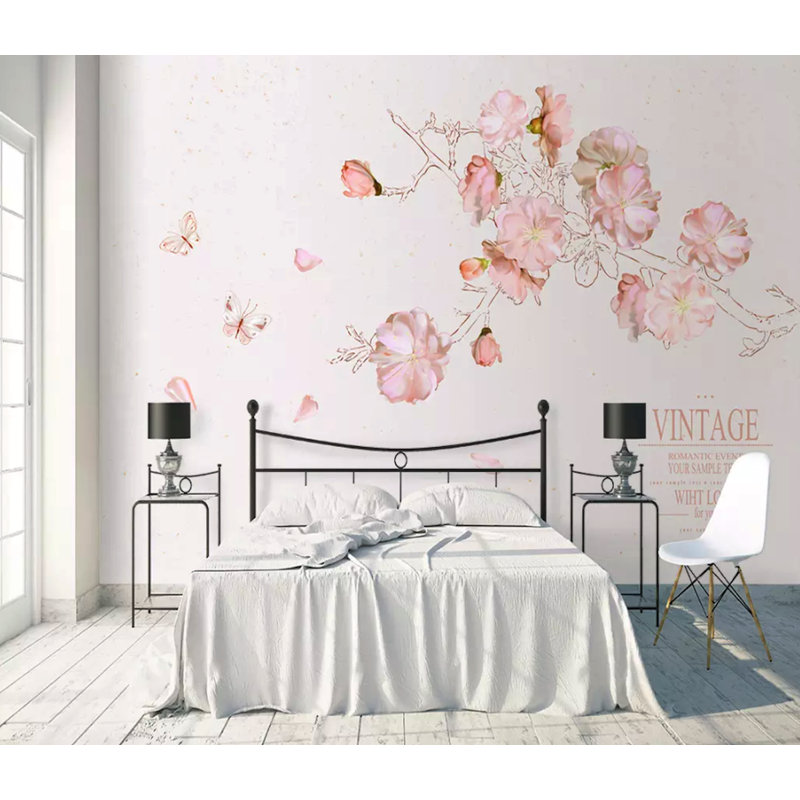 Papier peint amovible floral, L 48,96 po x l 75 po