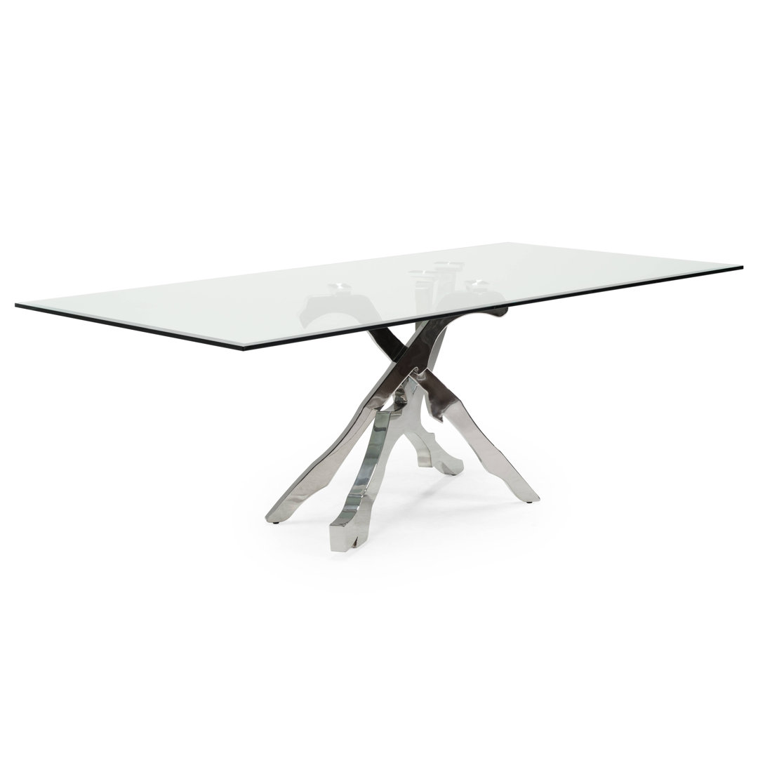 Harber Glass Top Metal Base Dining Table Orren Ellis