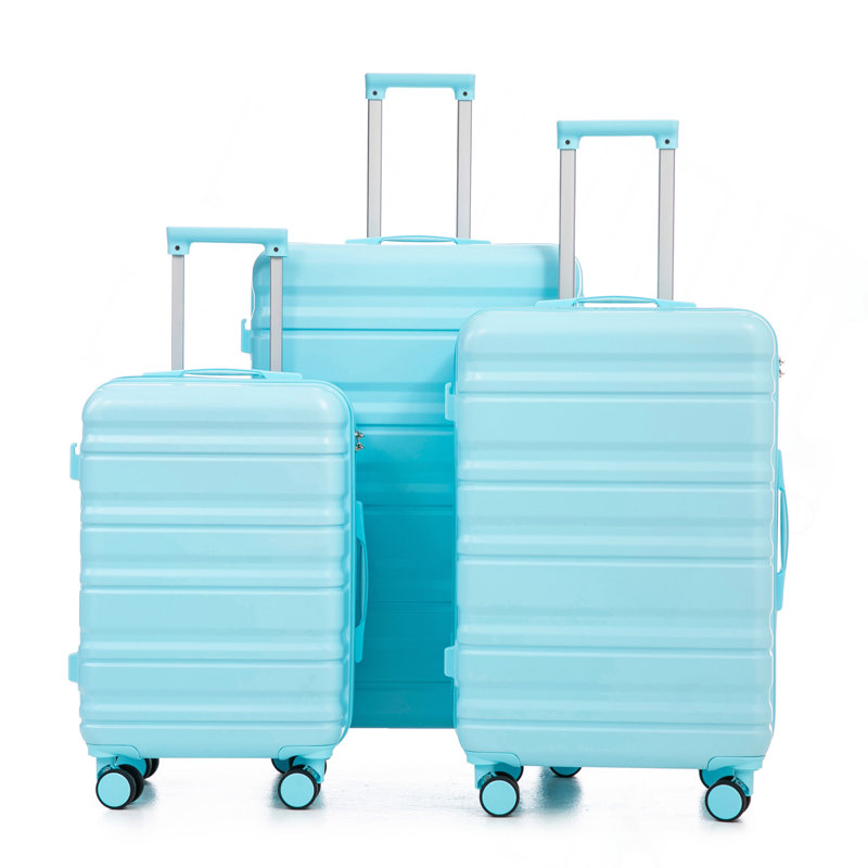 20 po / 24 po / 28 po 3 pièces / ensemble en valise à roulettes ABS, valise de cabine, couleur assortie, serrure à combinaison