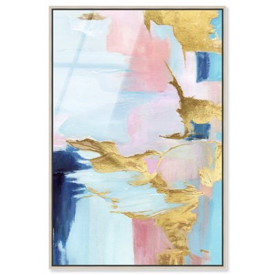 Coton, ciel doré I - Ira Colmeva, reproduction d'art encadrée, sauge, par Art Remedy, cadre argenté, 24 x 36