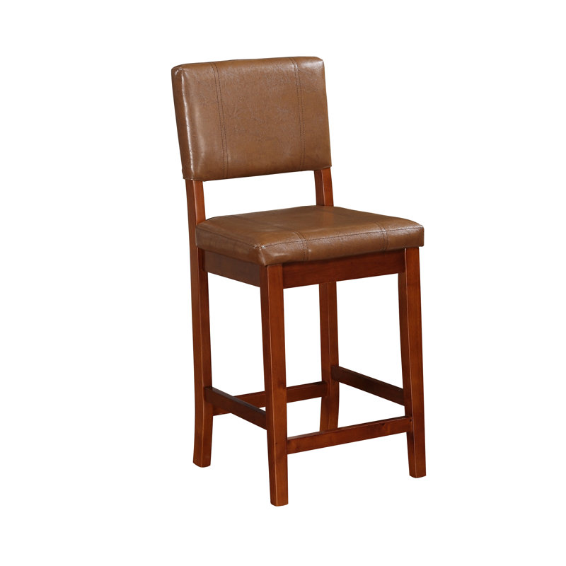 Upholstered Counter Stool with Solid Wood Frame, Counter Stool (24" Seat Height), Russet