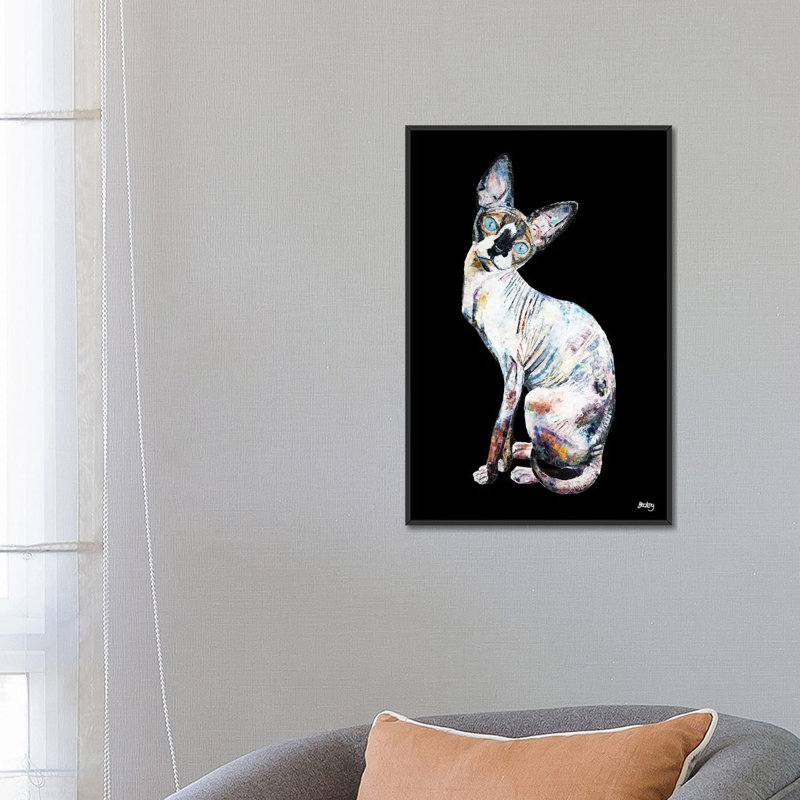 « larry, black background », impression sur toile, H 60 po x l 40po x P 1,5 po, Toile avec cadre flottant noir, Pas de tapis