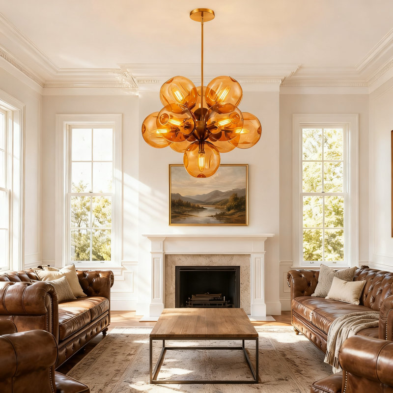 Chandelle sphérique spoutnik moderne à 10 lumières à intensité variable