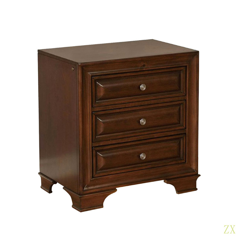 Table de chevet 3 tiroirs avec prise USB et prise de courant pour chambre à coucher, salon, placard