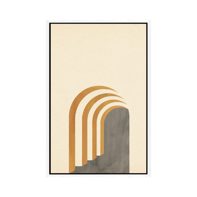 Abstract Architecture 1 Piece Painting on Canvas, 101.6cm H x 66.04cm W x 3.81cm D, White Framed