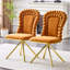 Ensemble de deux chaises d'appoint en velours orange et or-1837839957