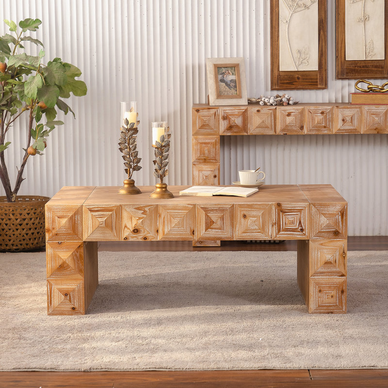 Table basse rectangulaire en bois massif et panneau de fibres à densité moyenne 47,24 po