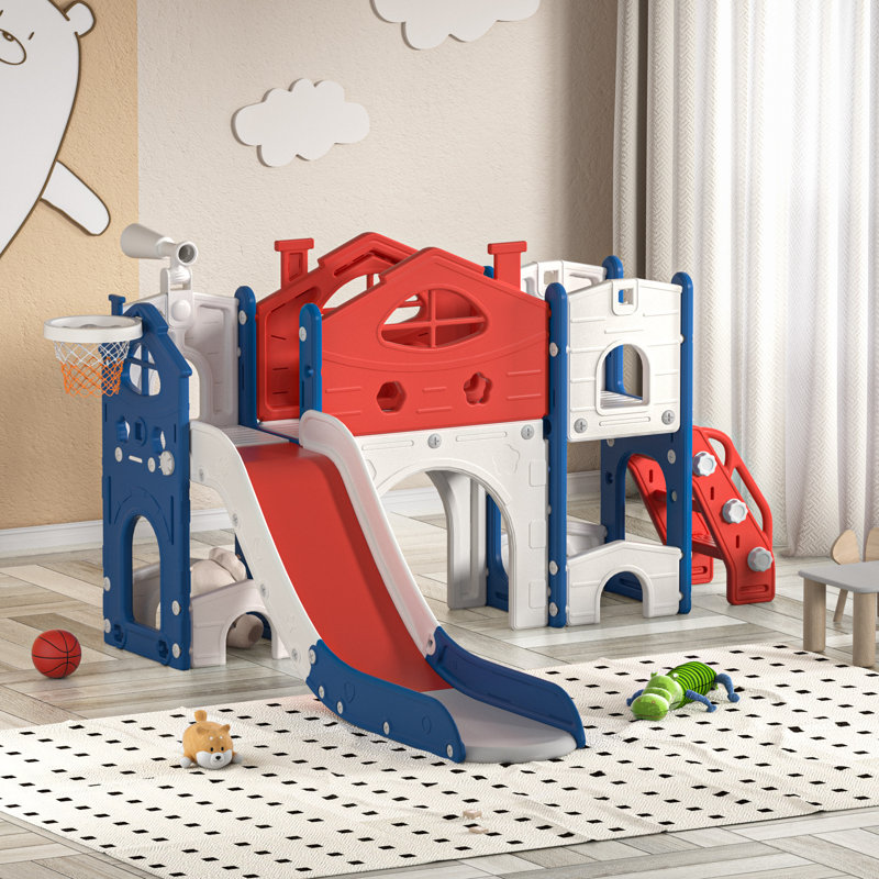 Red and Blue Multi-Functional Kids Climber Slide Playset