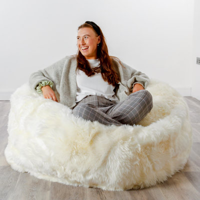 Genuine Fur Refillable Bean Bag Sofa