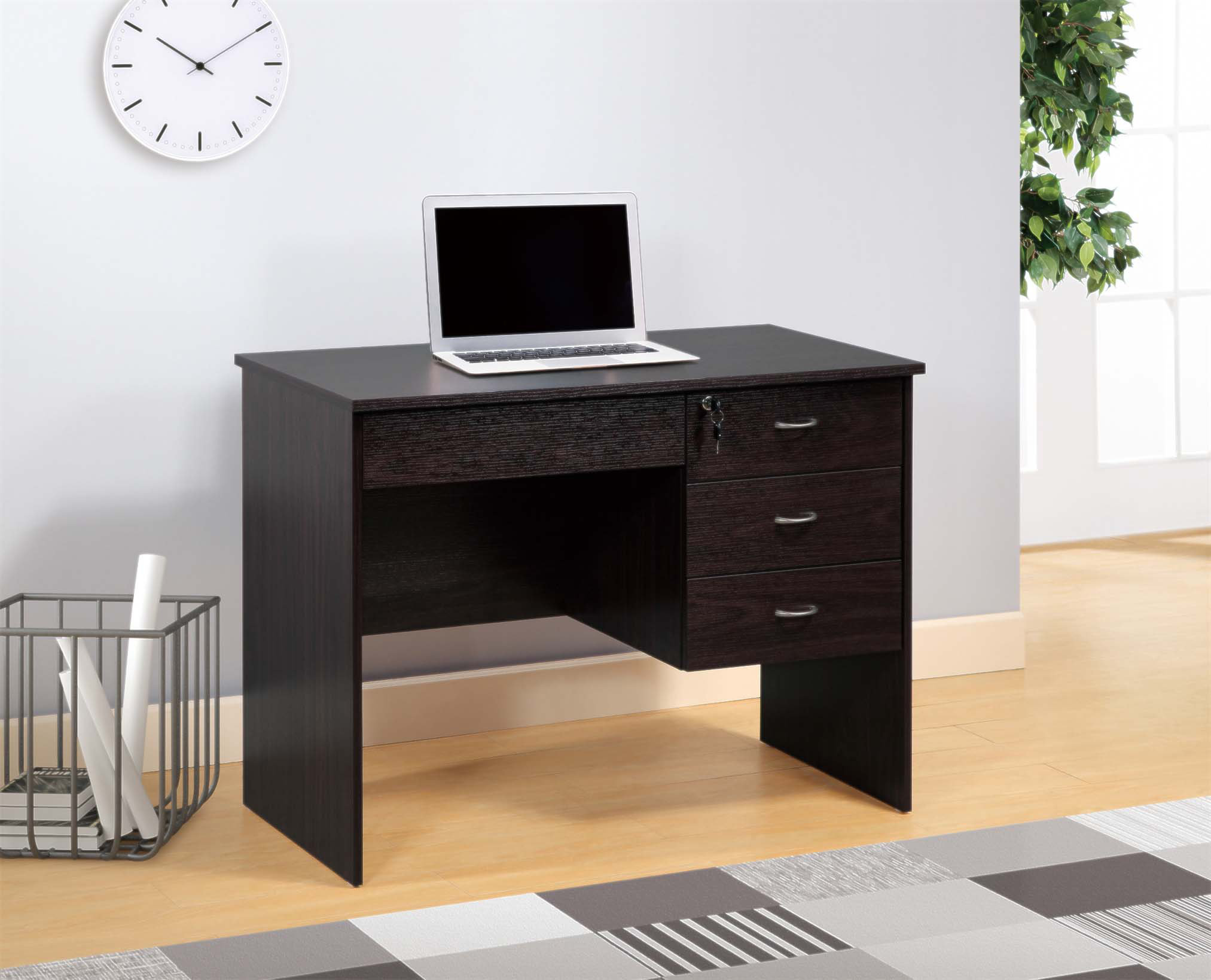 Latitude Run® Three Locking Drawers Metal Glides Student Desk with ...
