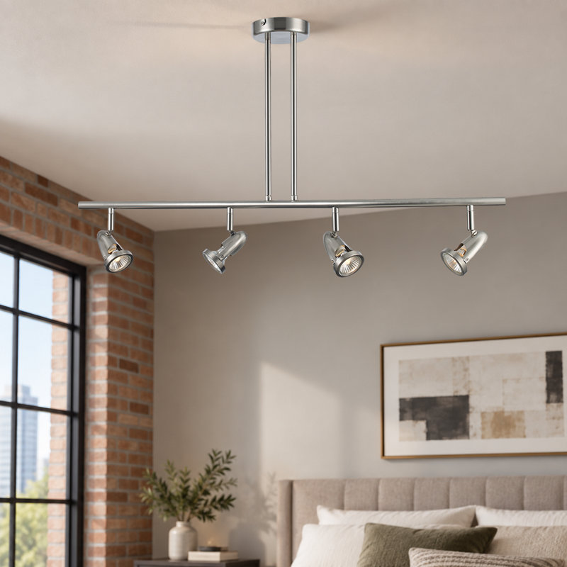 Ensemble de rail d’éclairage 4 lumières bloxom, Nickel brossé